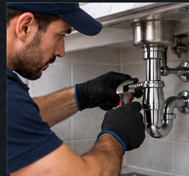 Plumber carrying out a real repair