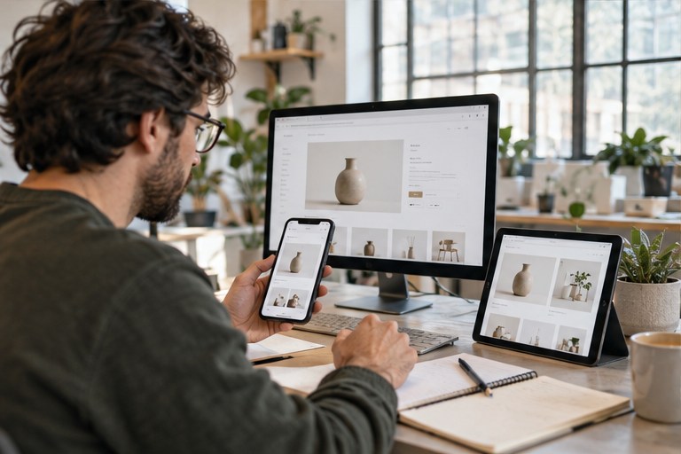 Responsive έλεγχος e-shop σε desktop tablet και κινητό