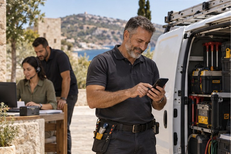 Connecting office calls to a field technician